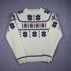 Vintage 70s JC Penney Sweater Geometric Fair Isle Ski Snowflake Acrylic Men’s M